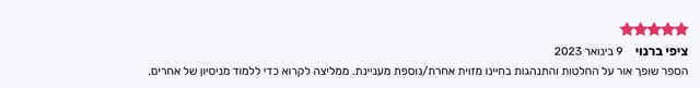 המלצה חמישה כוכבים מאת ציפי ברנוי: שופך אור על ההתנהגות בחיינו, ממליצה ללמוד מניסיון של אחרים
